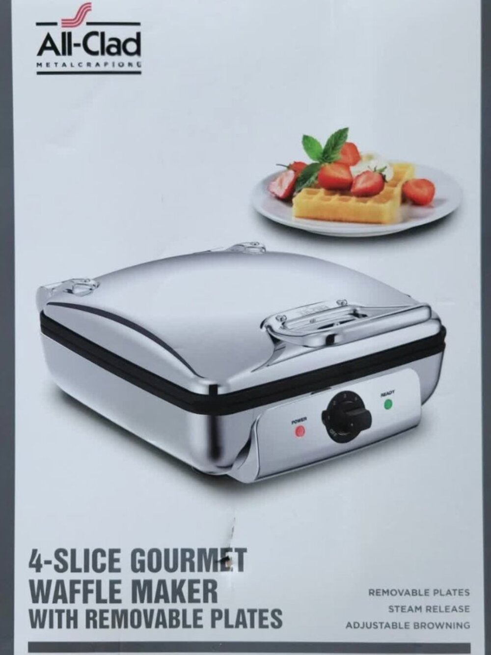 All-Clad 4-Slice Digital Gourmet Waffle Maker Removable Plates Brand New